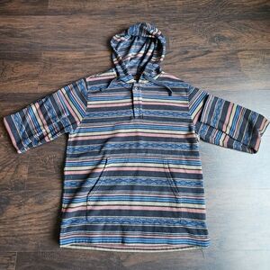 O'Neill Sweater Mens Small Superfleece Hoodie Sweatshirt Striped Button Aztec